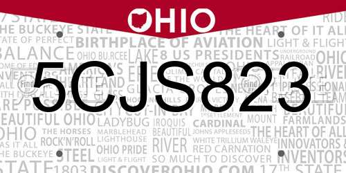 5CJS823 Ohio License Plate