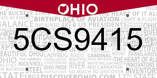 5CS9415 Ohio License Plate