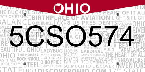 5CSO574 Ohio License Plate