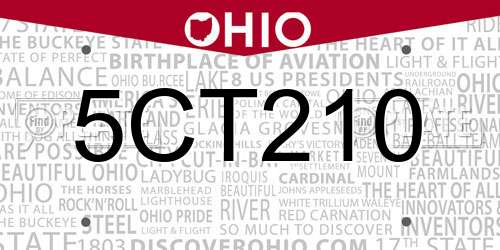 5CT210 Ohio License Plate