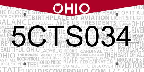 5CTS034 Ohio License Plate