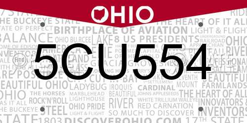 5CU554 Ohio License Plate