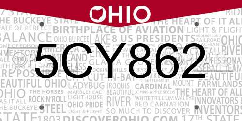 5CY862 Ohio License Plate