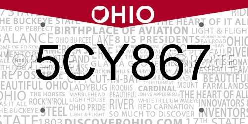 5CY867 Ohio License Plate