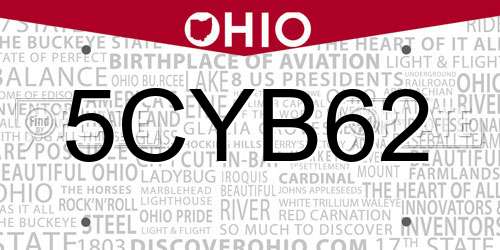 5CYB62 Ohio License Plate