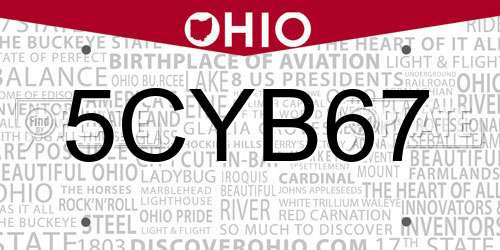 5CYB67 Ohio License Plate