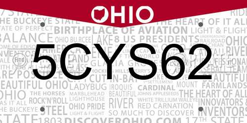 5CYS62 Ohio License Plate