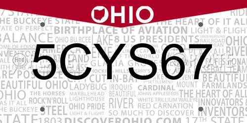 5CYS67 Ohio License Plate