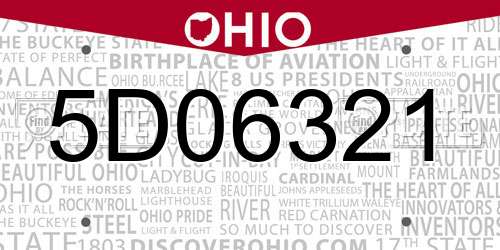5D06321 Ohio License Plate