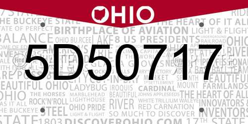 5D50717 Ohio License Plate