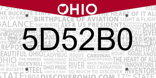5D52B0 Ohio License Plate