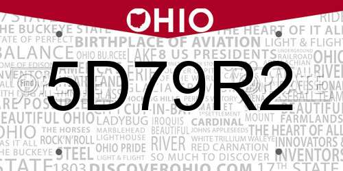 5D79R2 Ohio License Plate