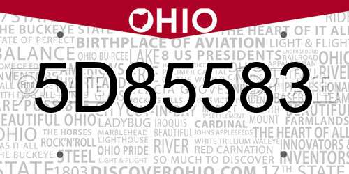 5D85583 Ohio License Plate