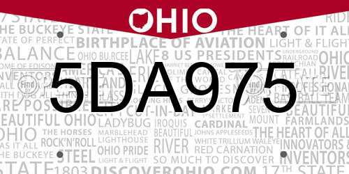 5DA975 Ohio License Plate