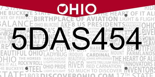 5DAS454 Ohio License Plate