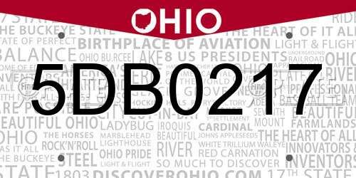 5DB0217 Ohio License Plate