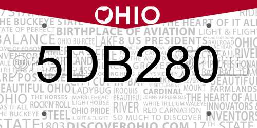 5DB280 Ohio License Plate