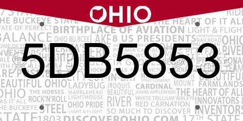 5DB5853 Ohio License Plate