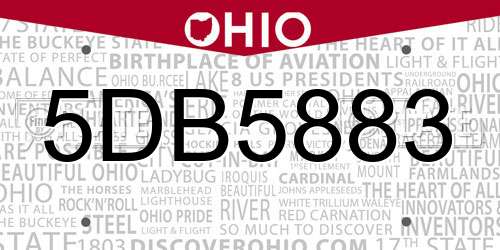 5DB5883 Ohio License Plate