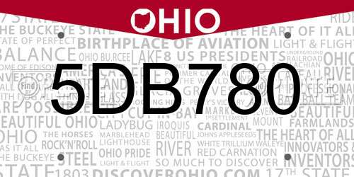 5DB780 Ohio License Plate