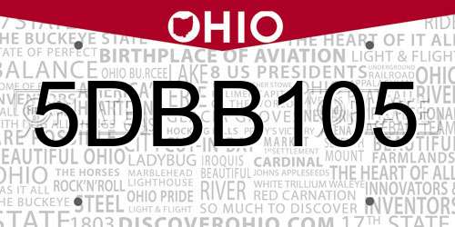5DBB105 Ohio License Plate