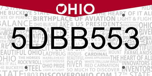 5DBB553 Ohio License Plate