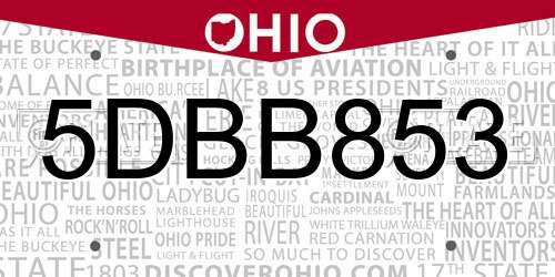 5DBB853 Ohio License Plate