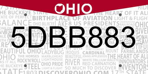 5DBB883 Ohio License Plate