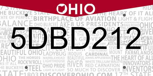 5DBD212 Ohio License Plate
