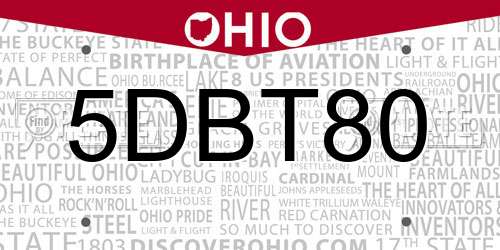 5DBT80 Ohio License Plate