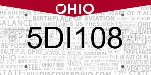 5DI108 Ohio License Plate