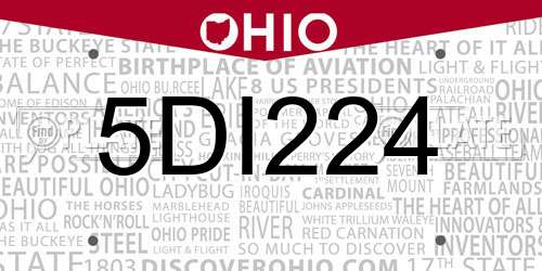 5DI224 Ohio License Plate