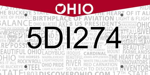 5DI274 Ohio License Plate