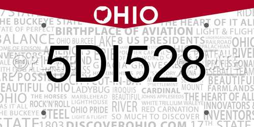 5DI528 Ohio License Plate