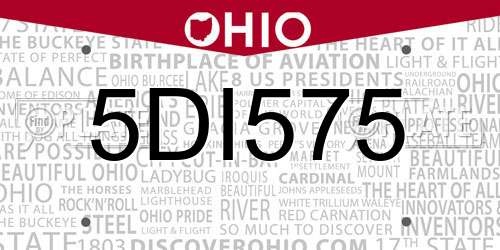 5DI575 Ohio License Plate
