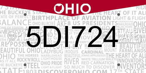 5DI724 Ohio License Plate