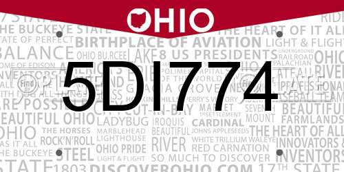 5DI774 Ohio License Plate