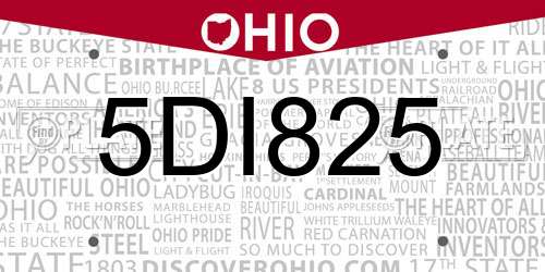 5DI825 Ohio License Plate