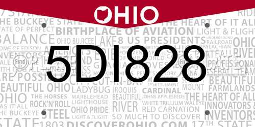 5DI828 Ohio License Plate