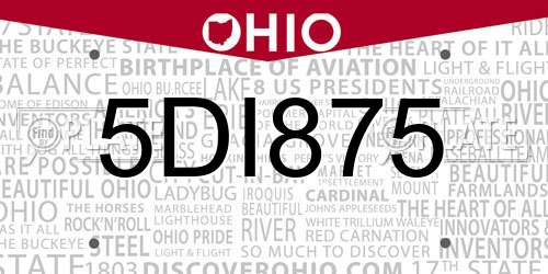5DI875 Ohio License Plate