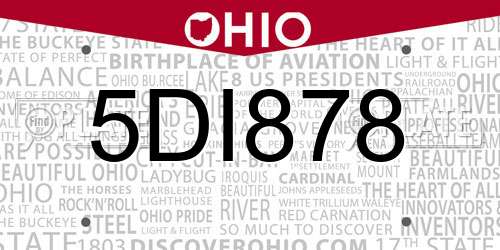 5DI878 Ohio License Plate