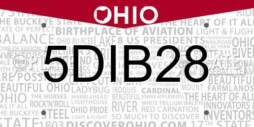 5DIB28 Ohio License Plate