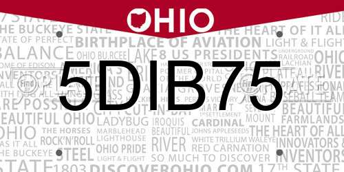 5DIB75 Ohio License Plate