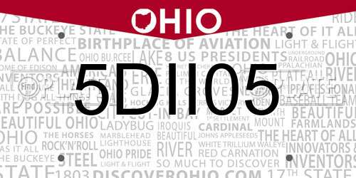 5DII05 Ohio License Plate