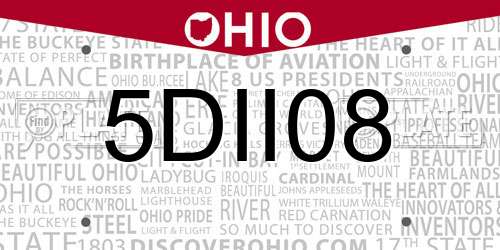 5DII08 Ohio License Plate