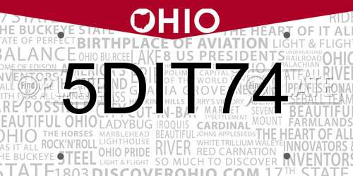 5DIT74 Ohio License Plate