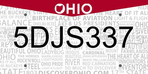 5DJS337 Ohio License Plate