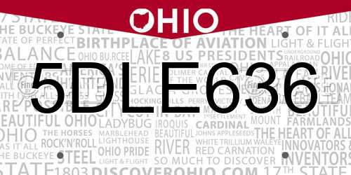5DLE636 Ohio License Plate