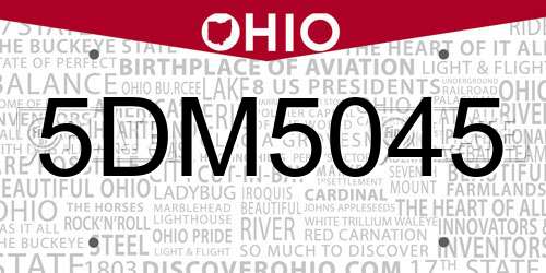 5DM5045 Ohio License Plate