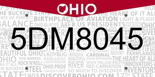 5DM8045 Ohio License Plate